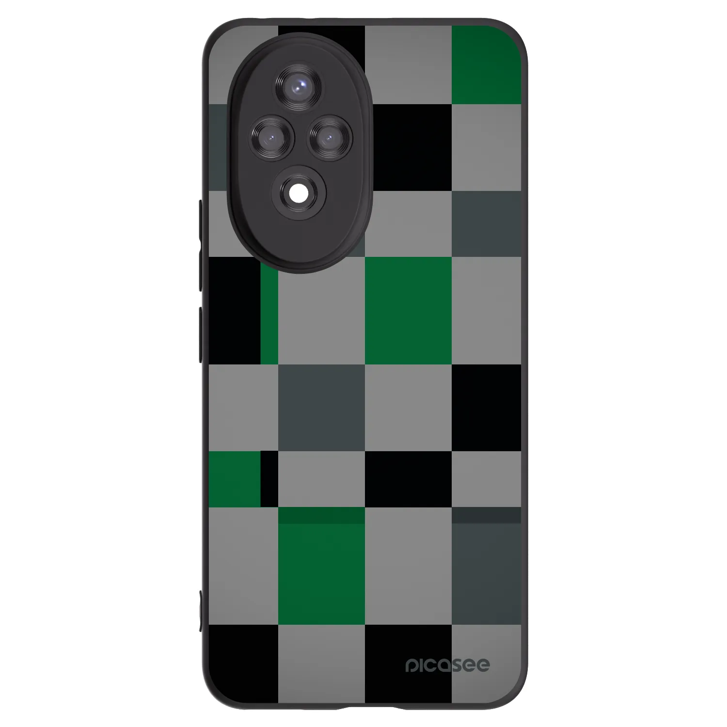 Picasee silikonowe czarne etui na Honor 200 5G - Block Grid