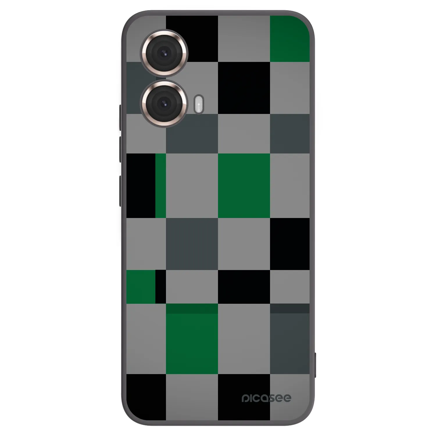 Picasee silikonowe czarne etui na Motorola Moto G85 - Block Grid