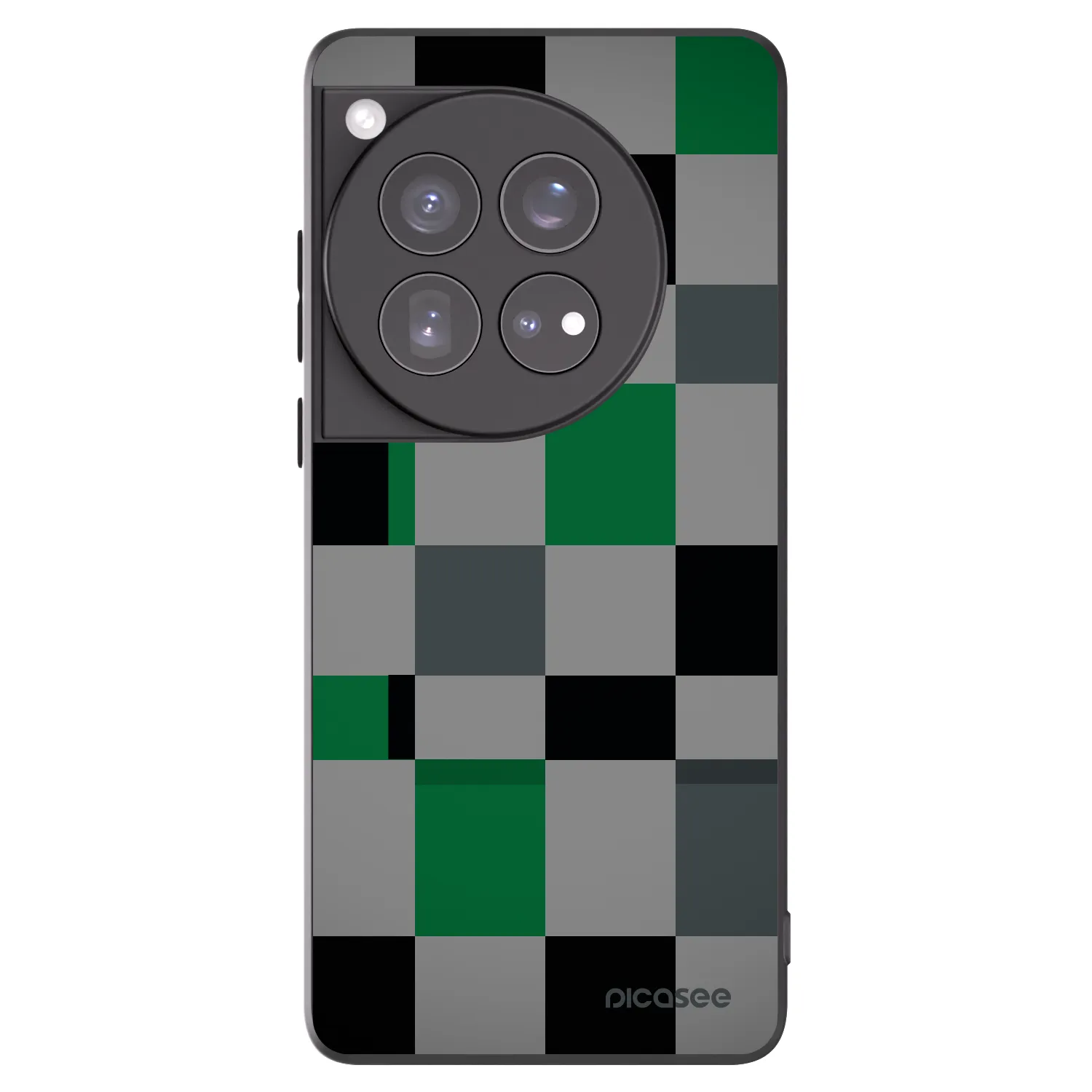 Picasee silikonowe czarne etui na OnePlus 12 5G - Block Grid