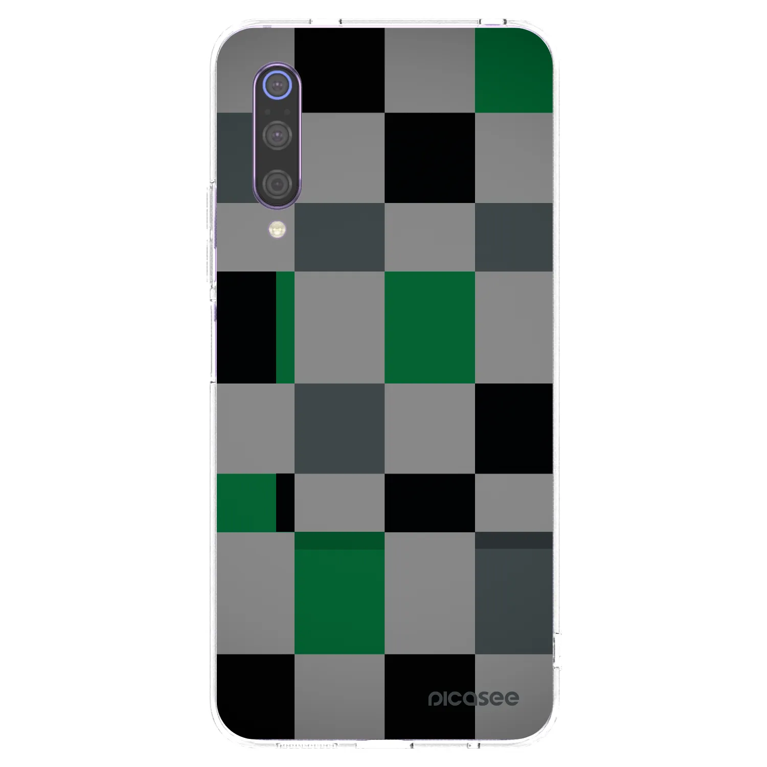 Picasee silikonowe przeźroczyste etui na Xiaomi Mi 9 - Block Grid
