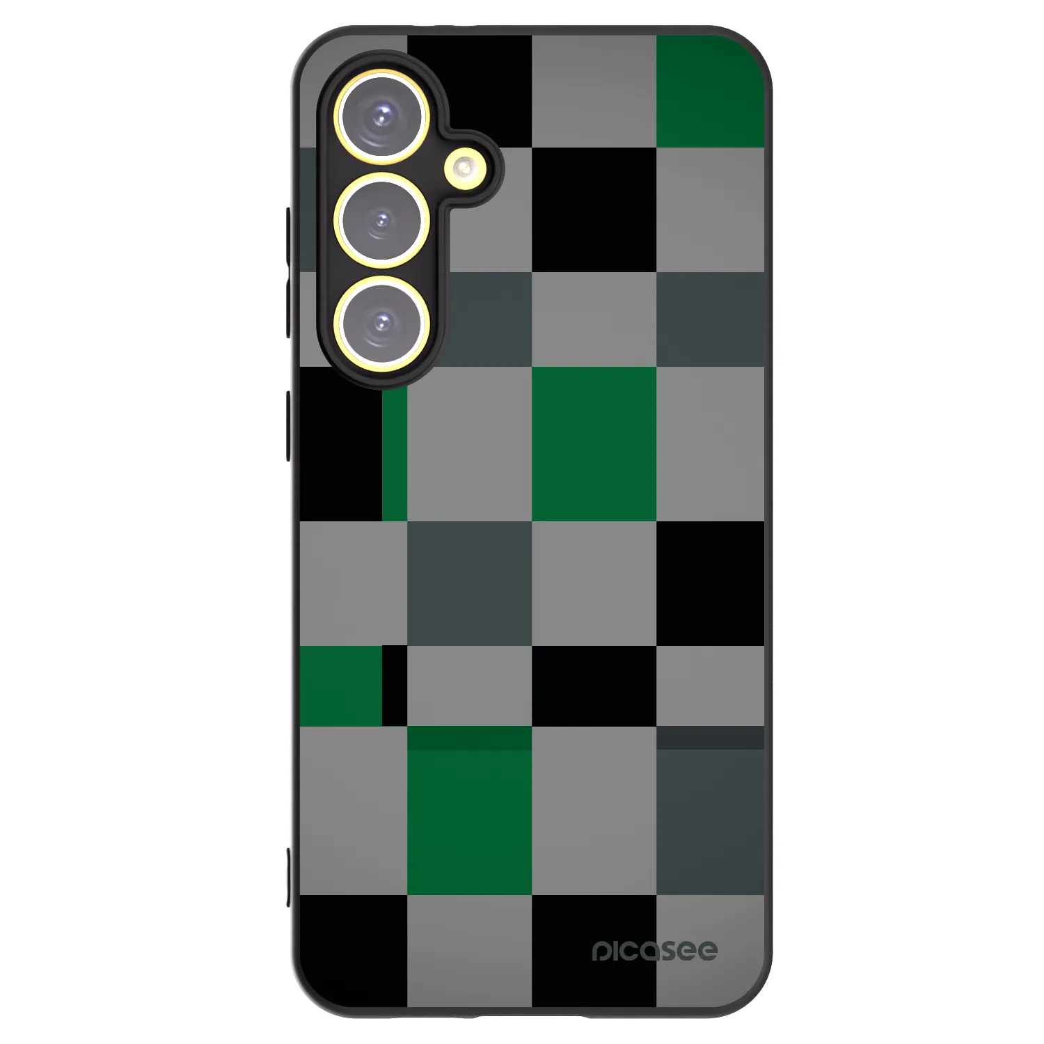 Picasee silikonowe czarne etui na Samsung Galaxy S24 FE S721B - Block Grid