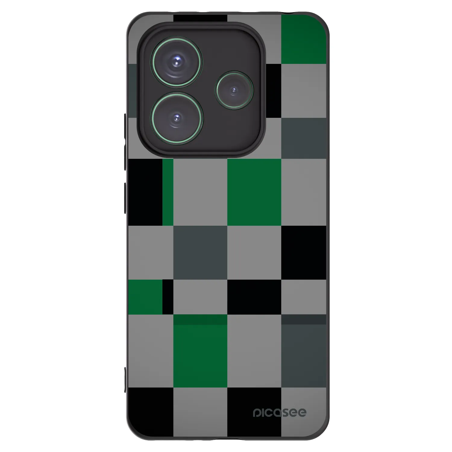 Picasee silikonowe czarne etui na Xiaomi Redmi Note 14 5G - Block Grid
