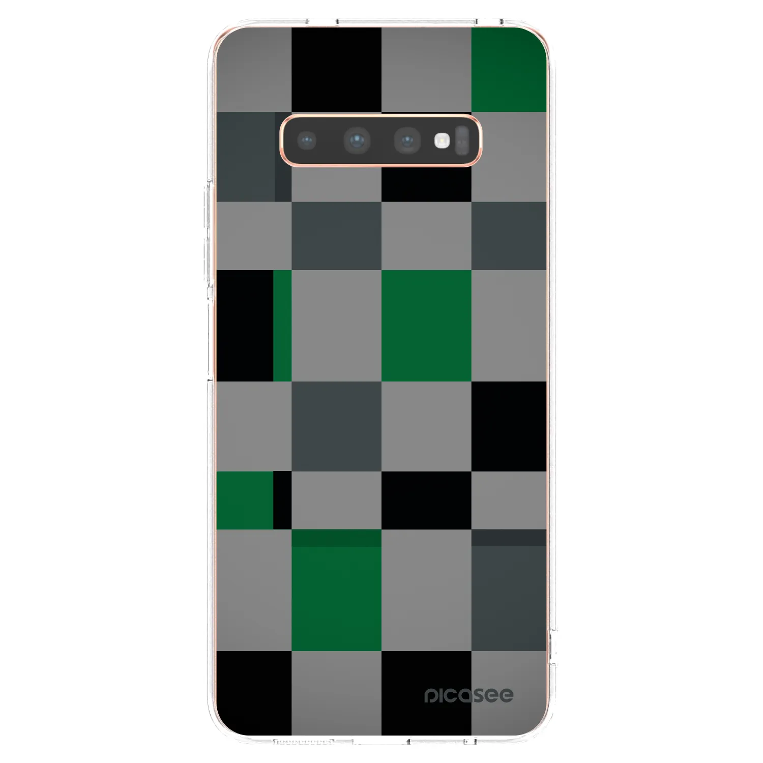 Picasee silikonowe przeźroczyste etui na Samsung Galaxy S10 Plus G975 - Block Grid