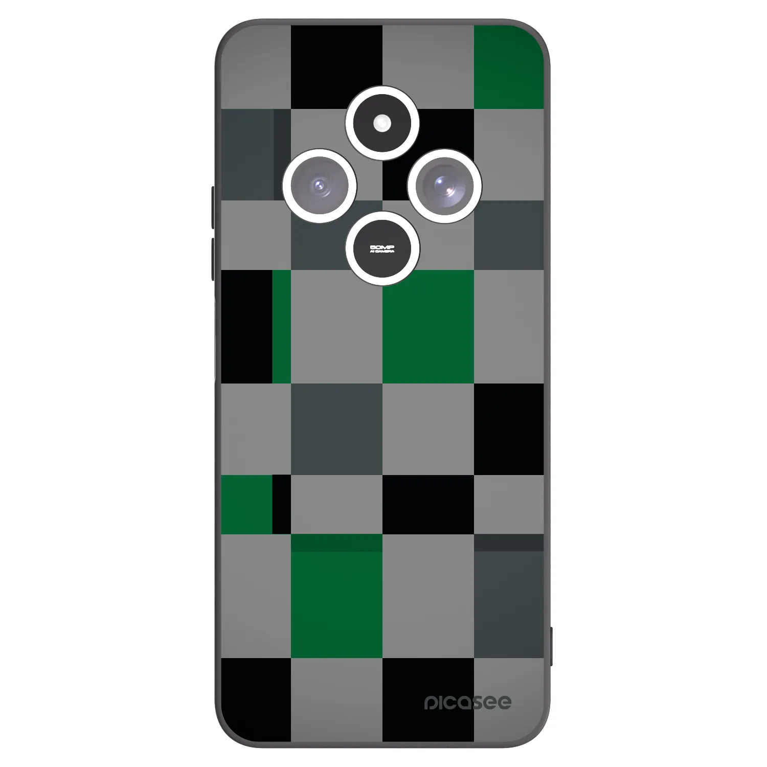 Picasee silikonowe czarne etui na Xiaomi Redmi 14C - Block Grid