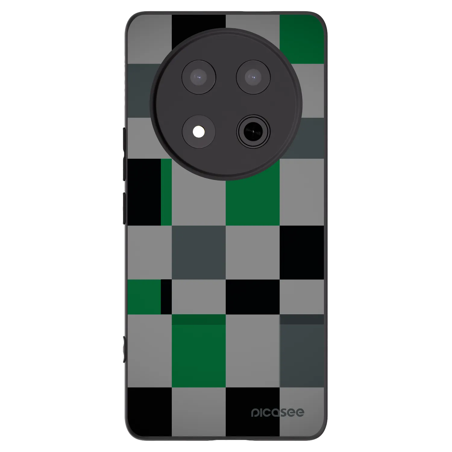 Picasee silikonowe czarne etui na Honor Magic7 Lite 5G - Block Grid