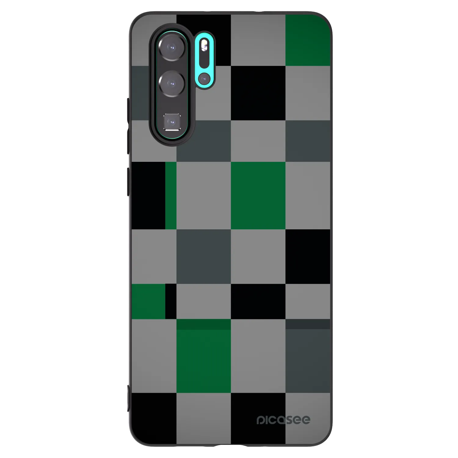 Picasee silikonowe czarne etui na Huawei P30 Pro - Block Grid