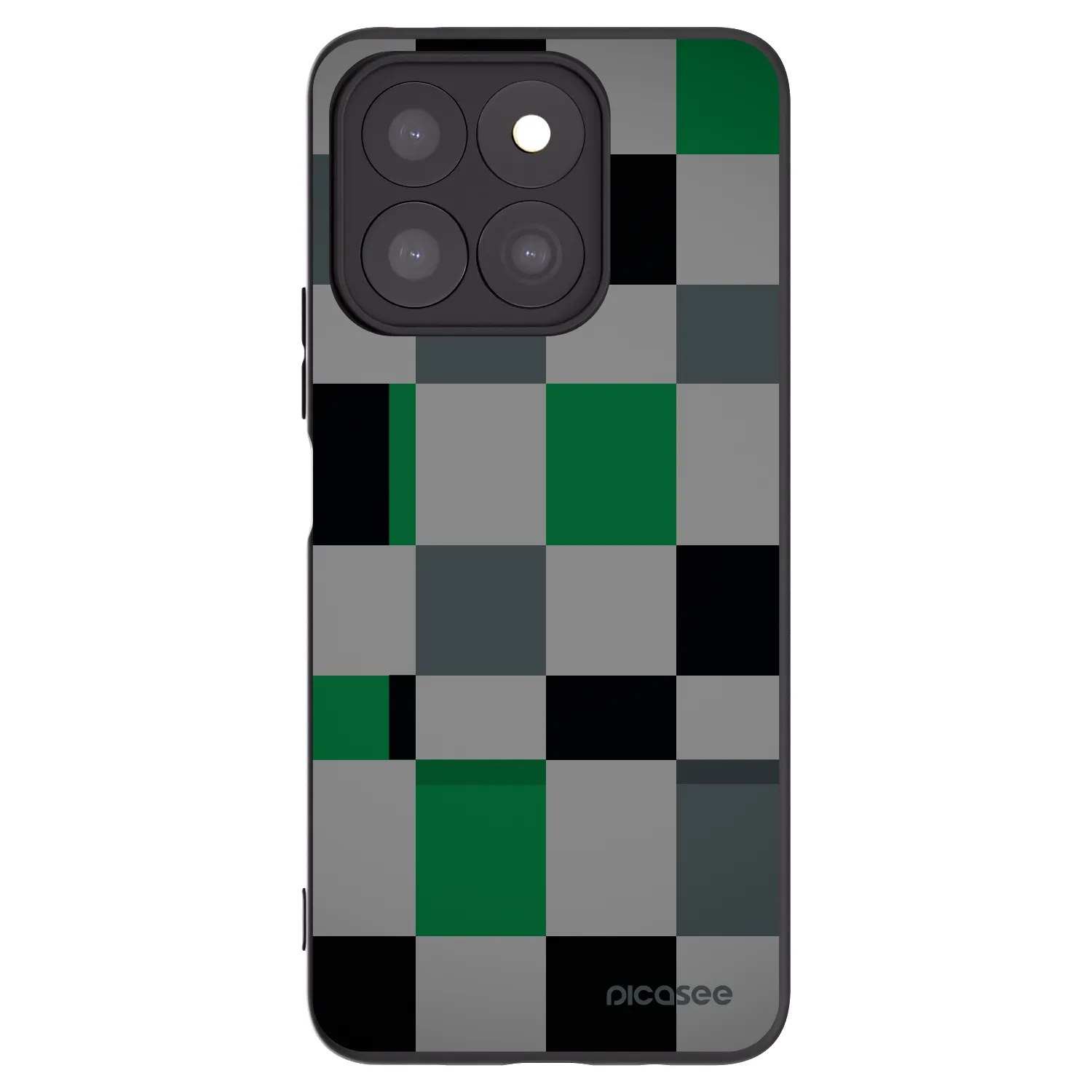 Picasee silikonowe czarne etui na Honor X8c - Block Grid