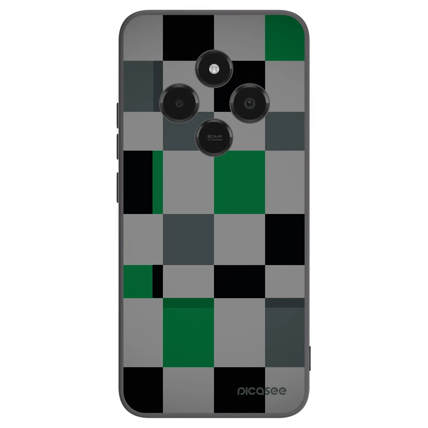 Picasee silikonowe czarne etui na Xiaomi Poco C75 - Block Grid