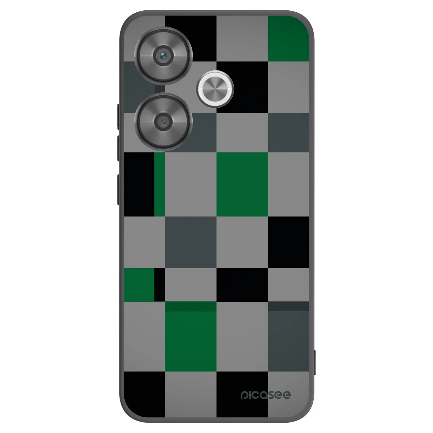 Picasee silikonowe czarne etui na Xiaomi Poco F6 - Block Grid