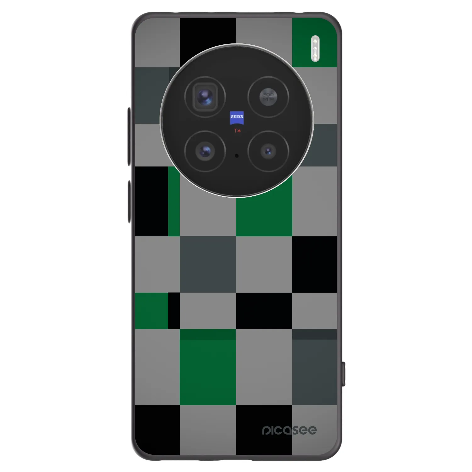 Picasee silikonowe czarne etui na Vivo X200 Pro - Block Grid