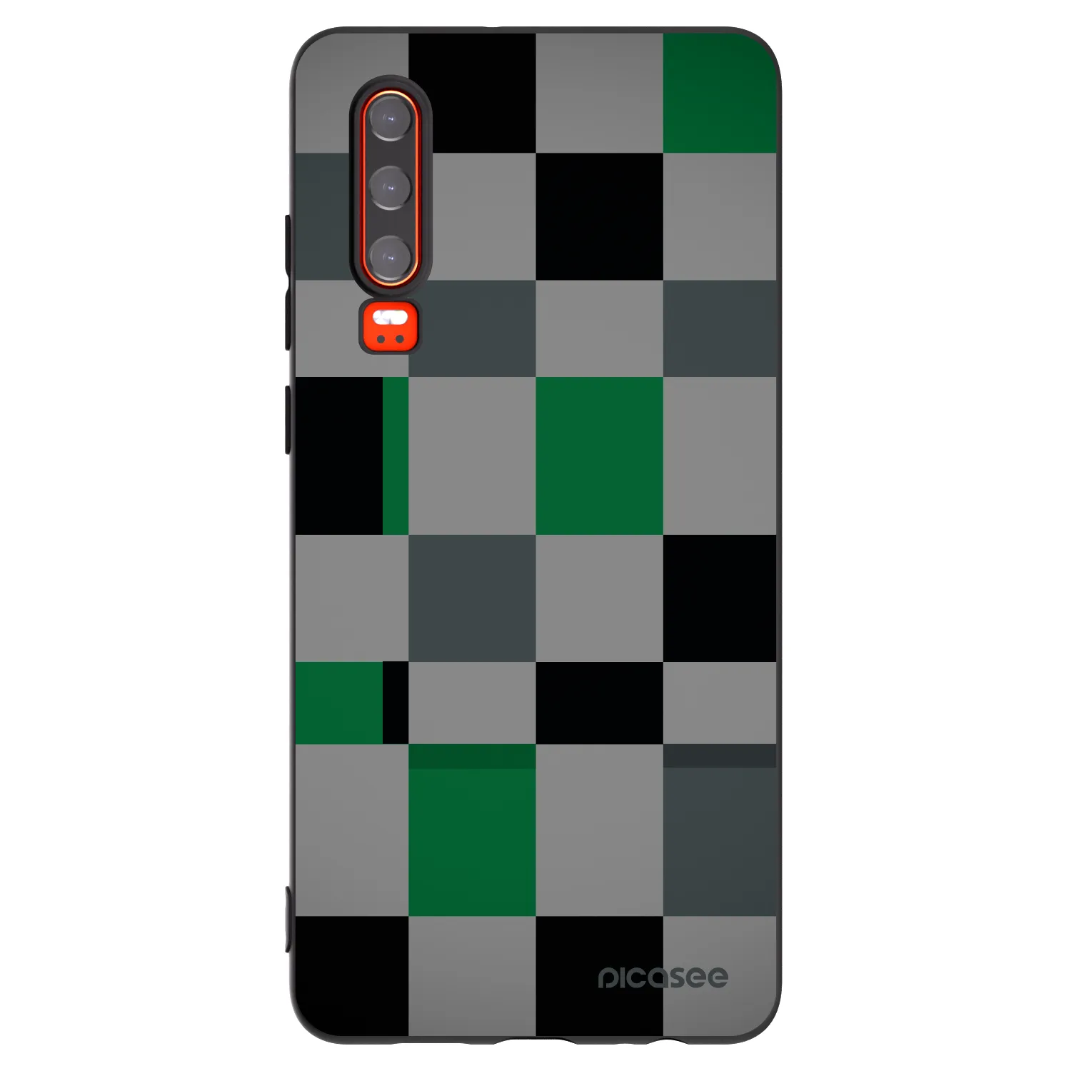 Picasee silikonowe czarne etui na Huawei P30 - Block Grid