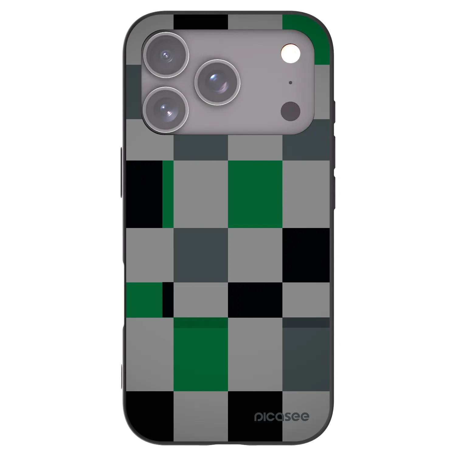 Picasee silikonowe czarne etui na Apple iPhone 17 Pro - Block Grid