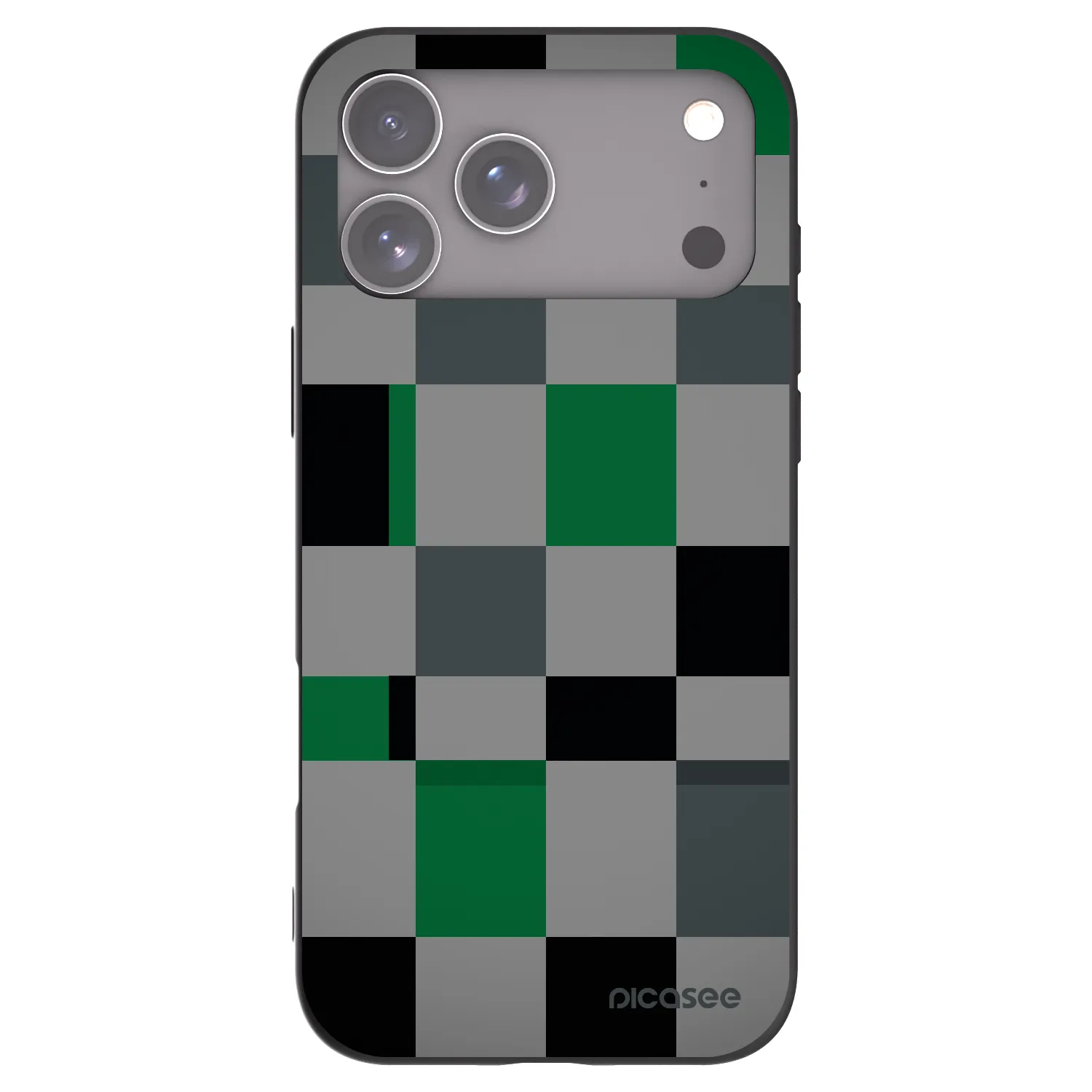 Picasee silikonowe czarne etui na Apple iPhone 17 Pro Max - Block Grid
