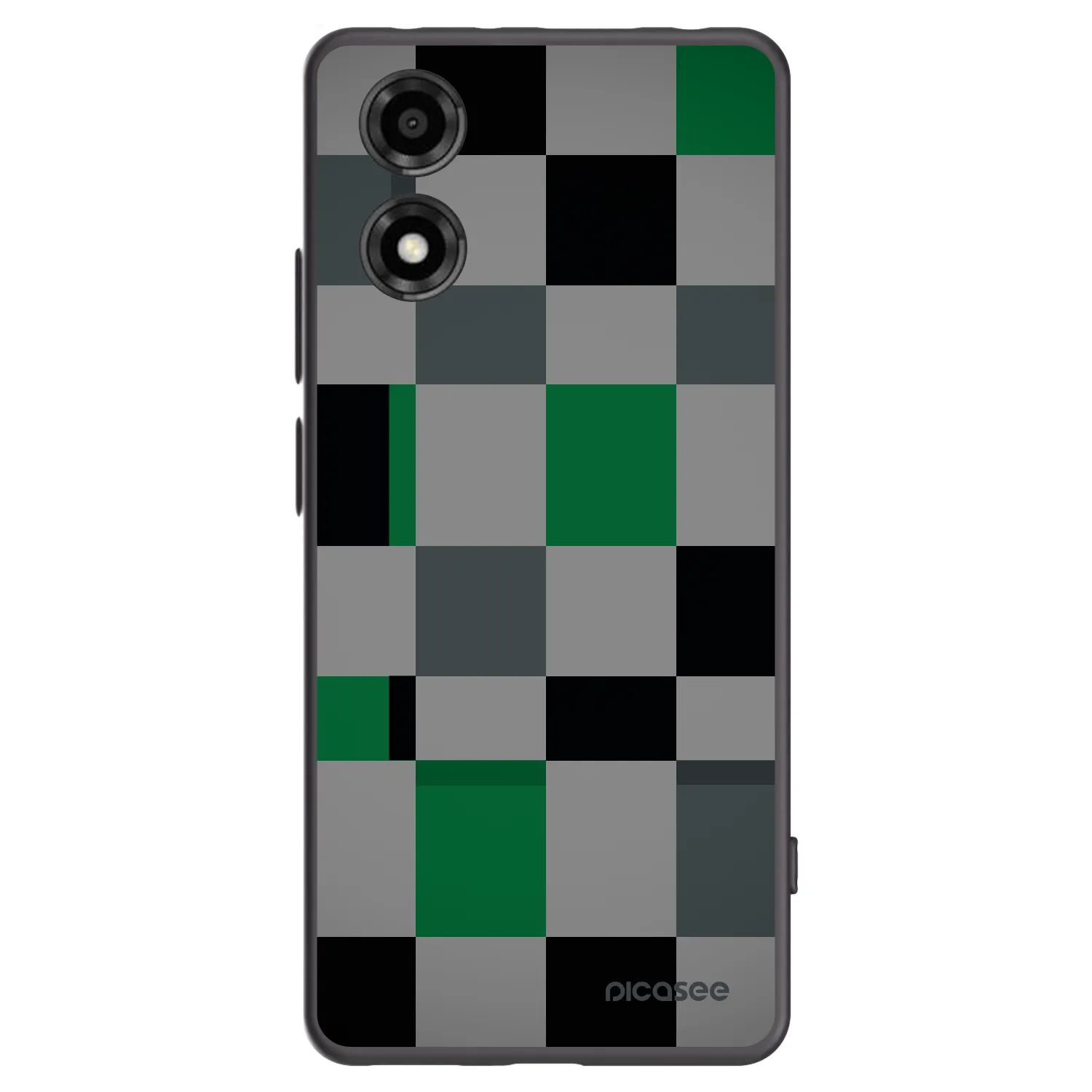 Picasee silikonowe czarne etui na Motorola Moto E14 - Block Grid
