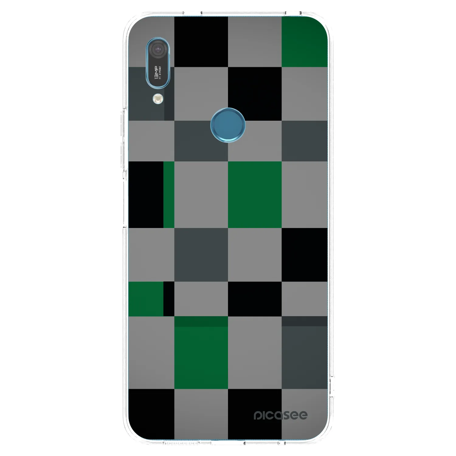 Picasee silikonowe przeźroczyste etui na Huawei Y6 2019 - Block Grid