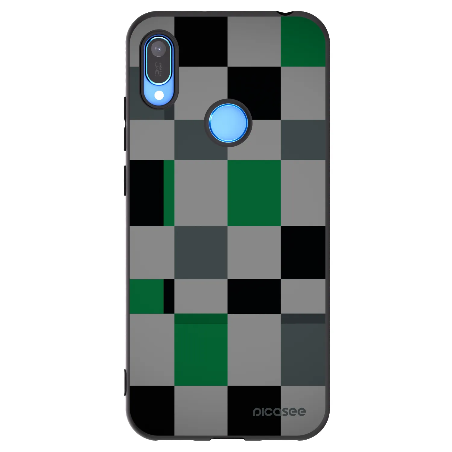 Picasee silikonowe czarne etui na Huawei Y6 2019 - Block Grid