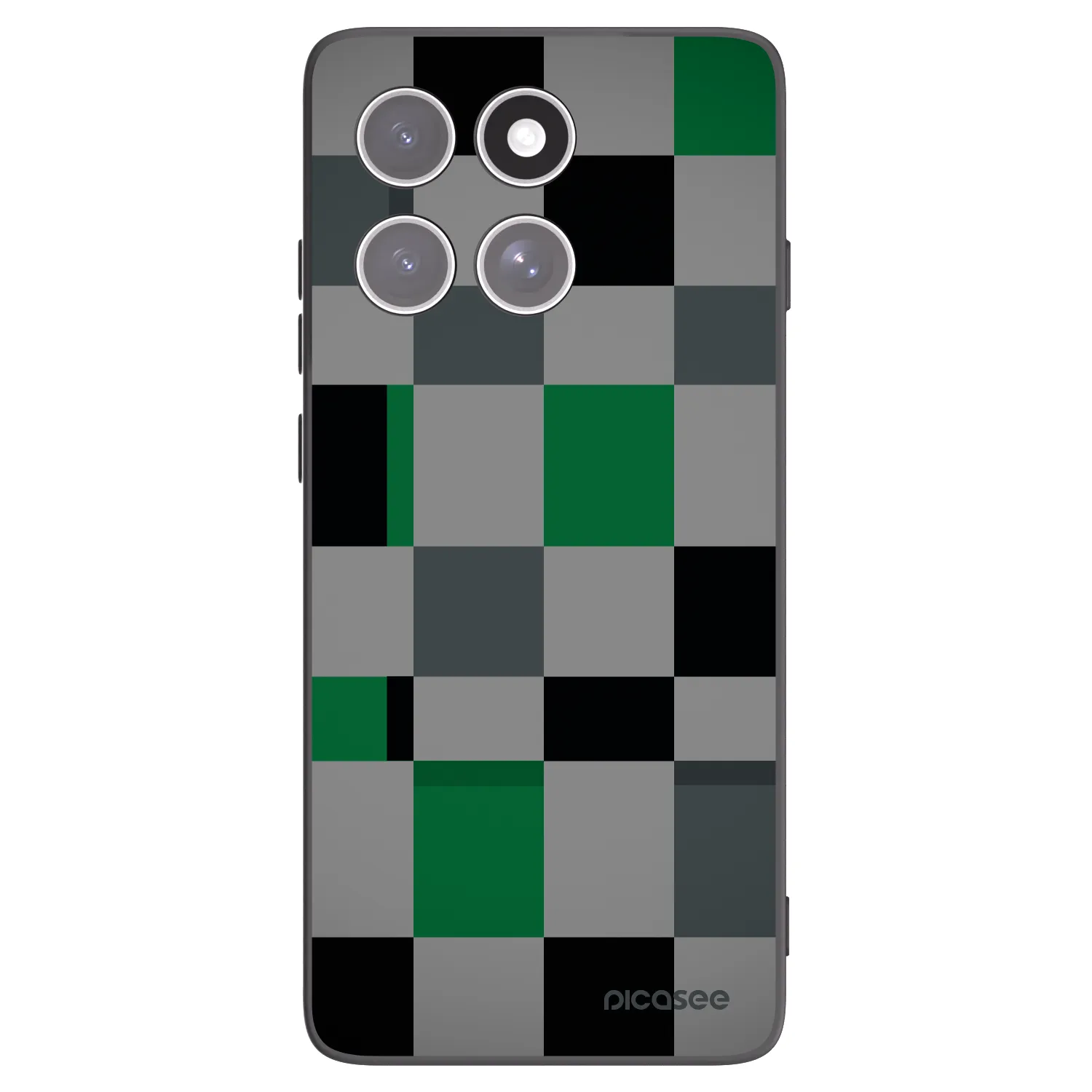 Picasee silikonowe czarne etui na Motorola Edge 60 Pro - Block Grid