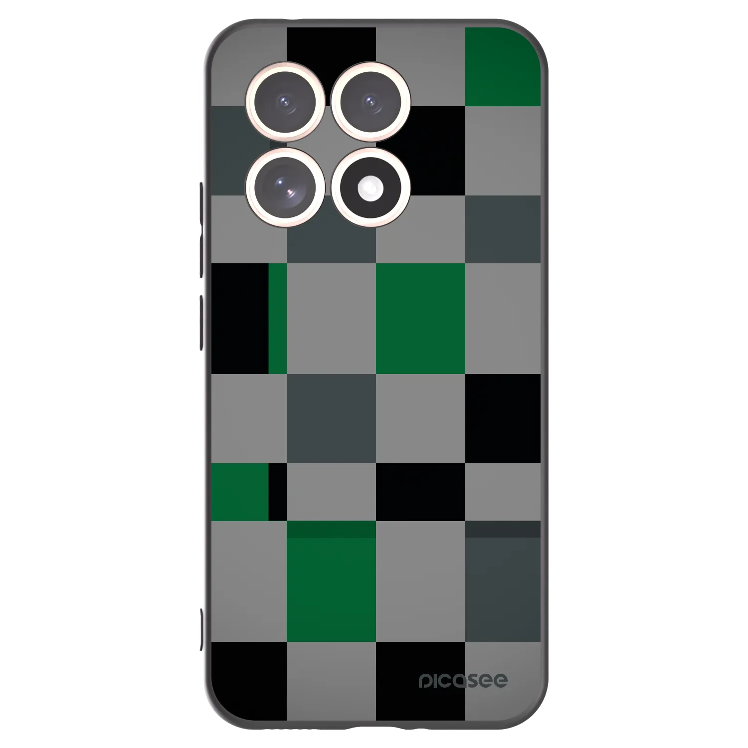 Picasee silikonowe czarne etui na Xiaomi 15T - Block Grid