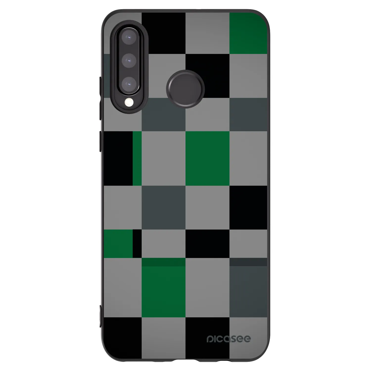 Picasee silikonowe czarne etui na Huawei P30 Lite - Block Grid