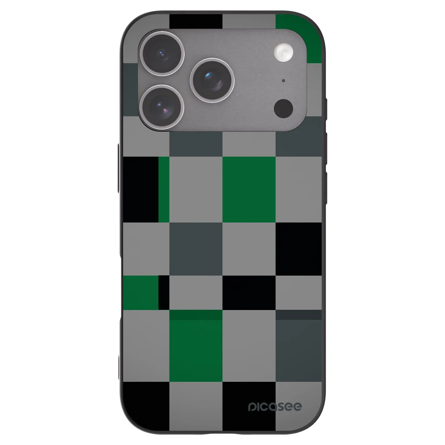 Picasee silikonowe czarne etui na Apple iPhone 18 Pro - Block Grid