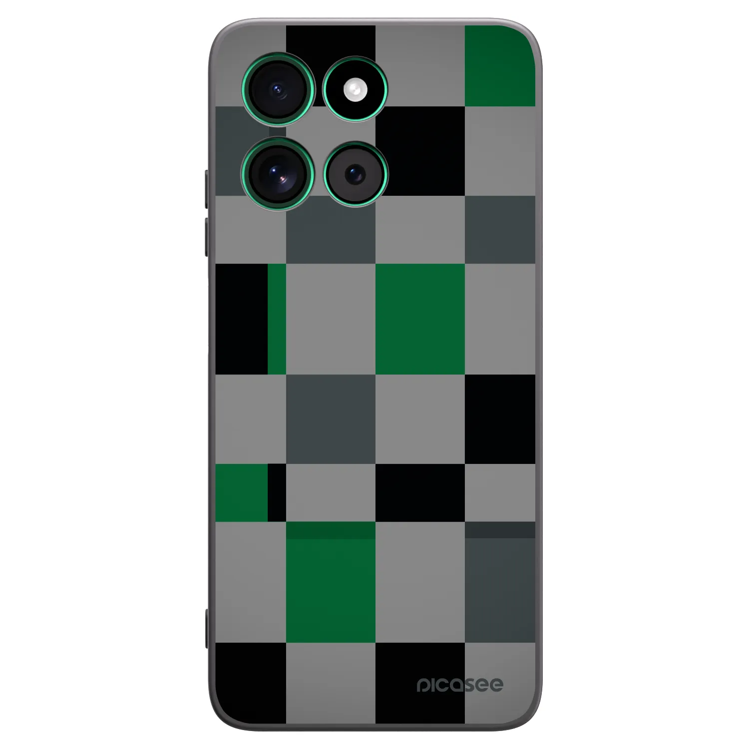 Picasee silikonowe czarne etui na Motorola Moto G57 Power - Block Grid