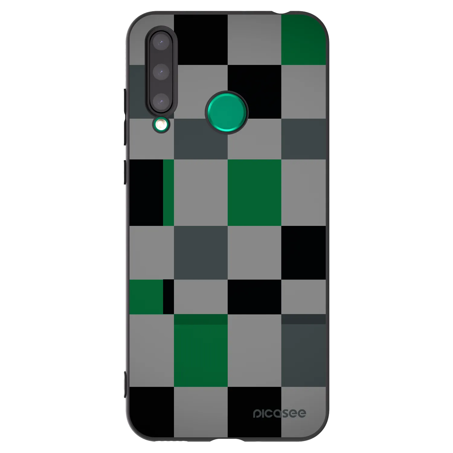 Picasee silikonowe czarne etui na Honor 20 Lite - Block Grid