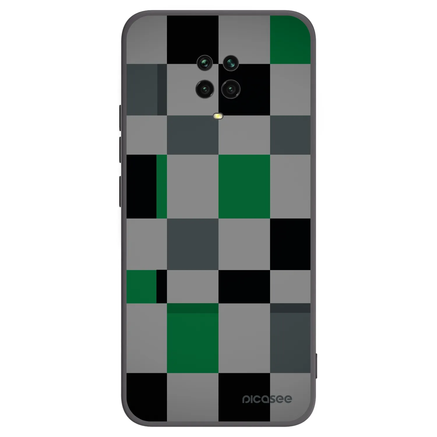 Picasee silikonowe czarne etui na Xiaomi Redmi Note 9 Pro - Block Grid