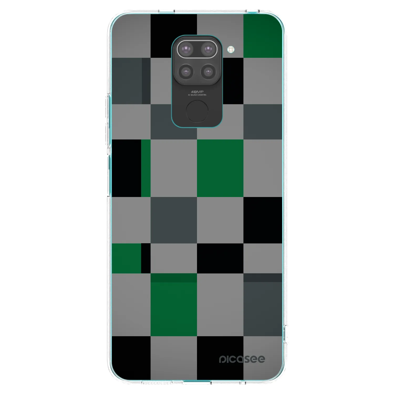 Picasee silikonowe czarne etui na Xiaomi Redmi Note 9 - Block Grid