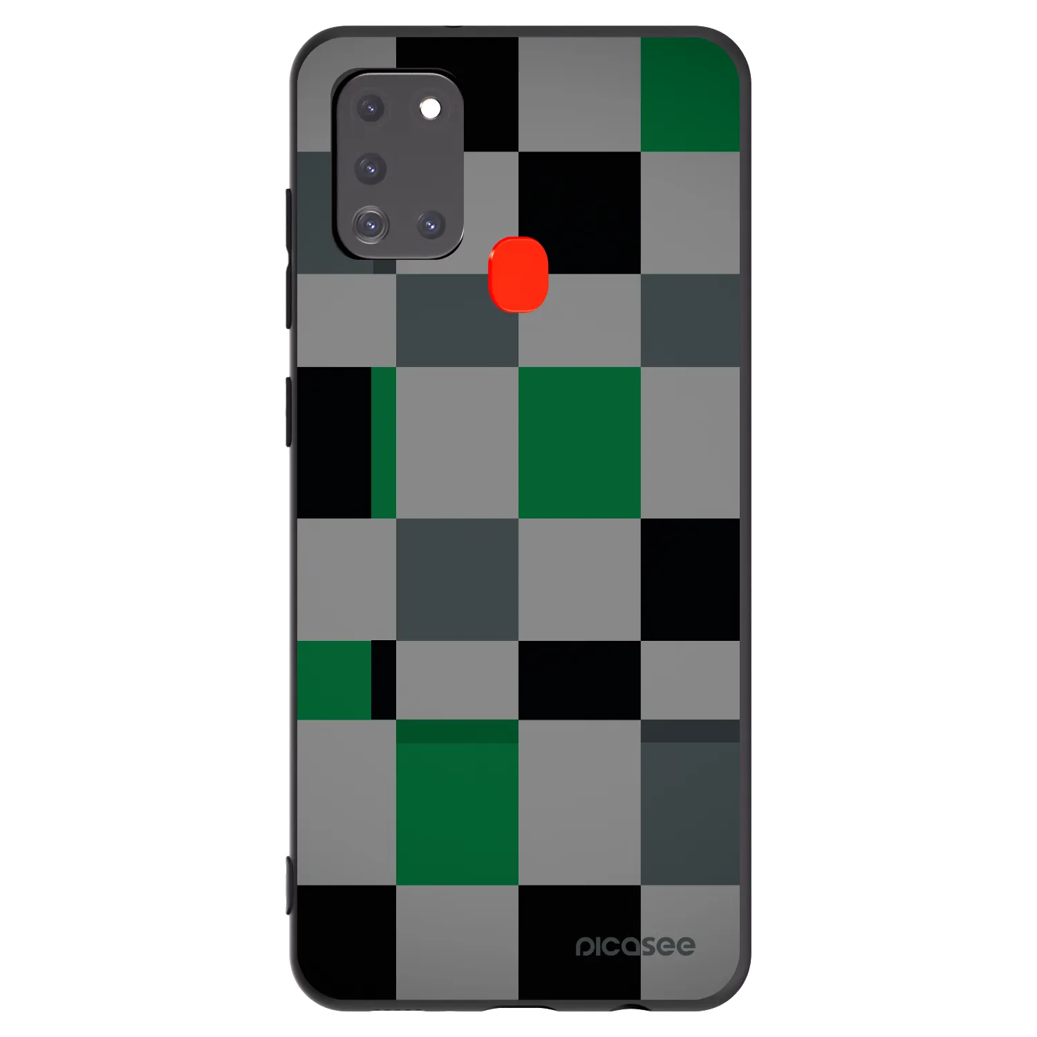 Picasee silikonowe czarne etui na Samsung Galaxy A21s - Block Grid