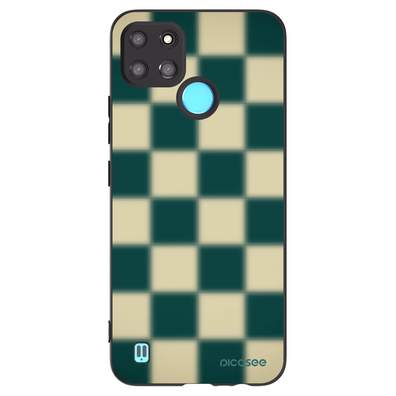 Picasee silikonowe czarne etui na Realme C21Y - Shadow Chess