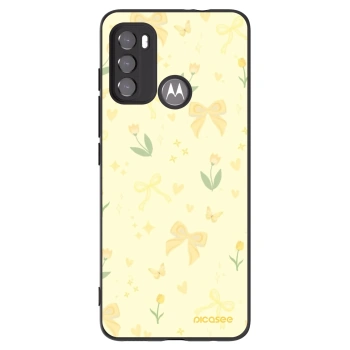 Picasee silikonowe czarne etui na Motorola Moto G60 - Honey Blossom