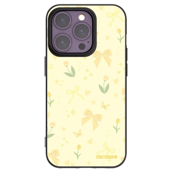 Picasee silikonowe czarne etui na Apple iPhone 14 Pro - Honey Blossom