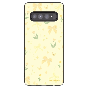 Picasee silikonowe czarne etui na Samsung Galaxy S10 G973 - Honey Blossom
