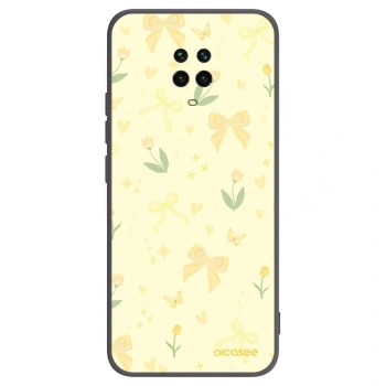 Picasee silikonowe czarne etui na Xiaomi Redmi Note 9S - Honey Blossom