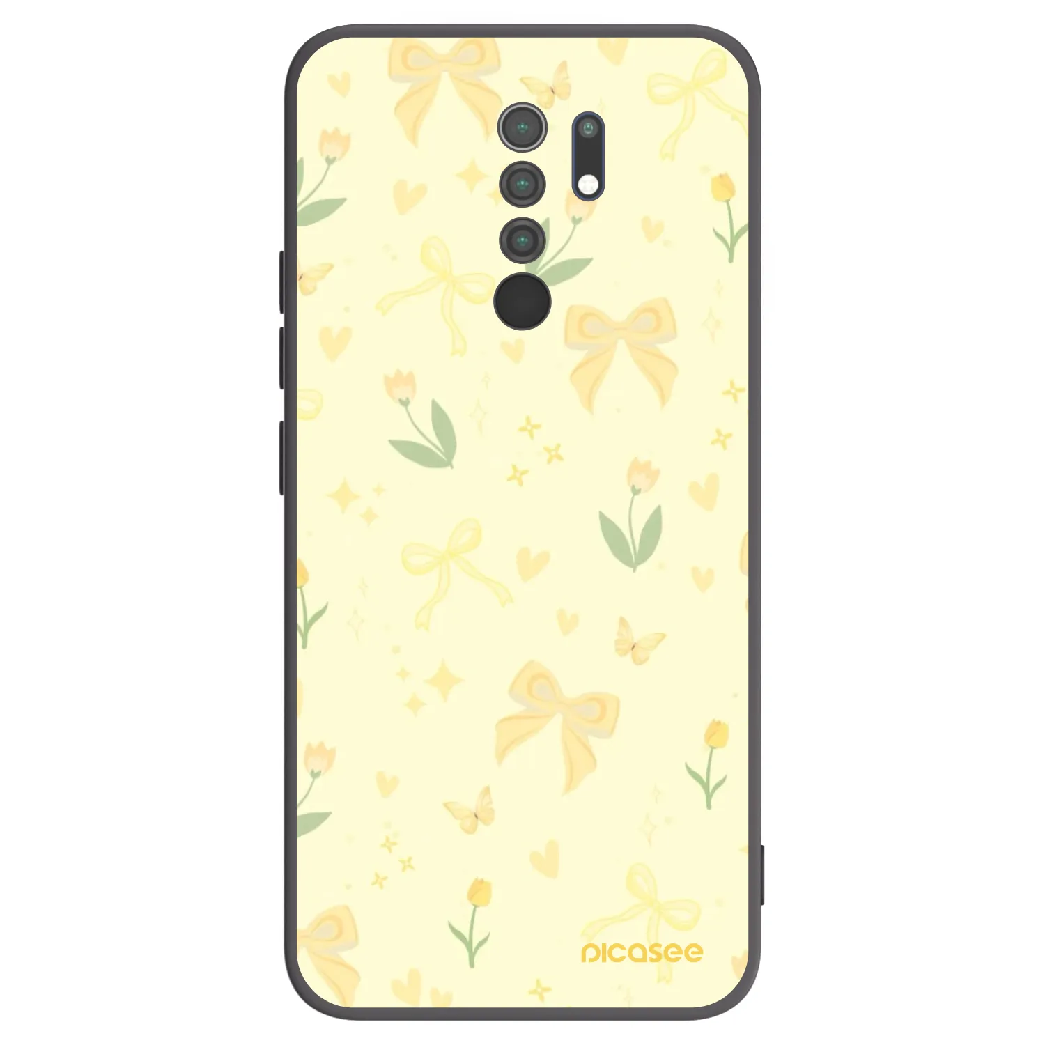 Picasee silikonowe czarne etui na Xiaomi Redmi 9 - Honey Blossom