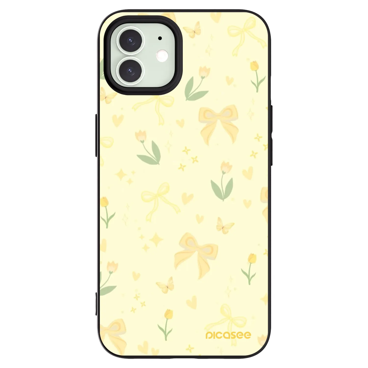 Picasee silikonowe czarne etui na Apple iPhone 12 - Honey Blossom
