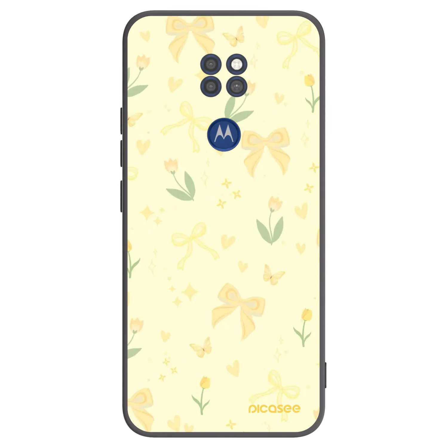 Picasee silikonowe czarne etui na Motorola Moto G9 Play - Honey Blossom