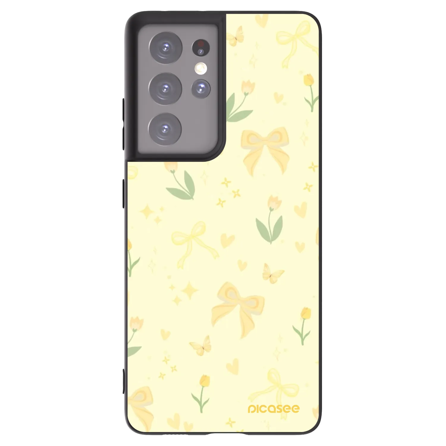 Picasee silikonowe czarne etui na Samsung Galaxy S21 Ultra 5G G998B - Honey Blossom