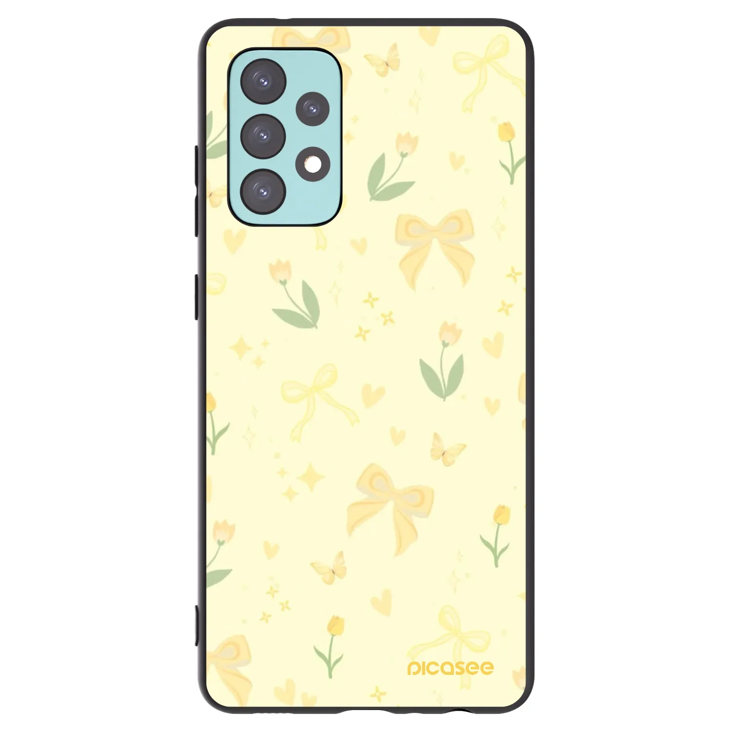 Picasee silikonowe czarne etui na Samsung Galaxy A72 A725F - Honey Blossom