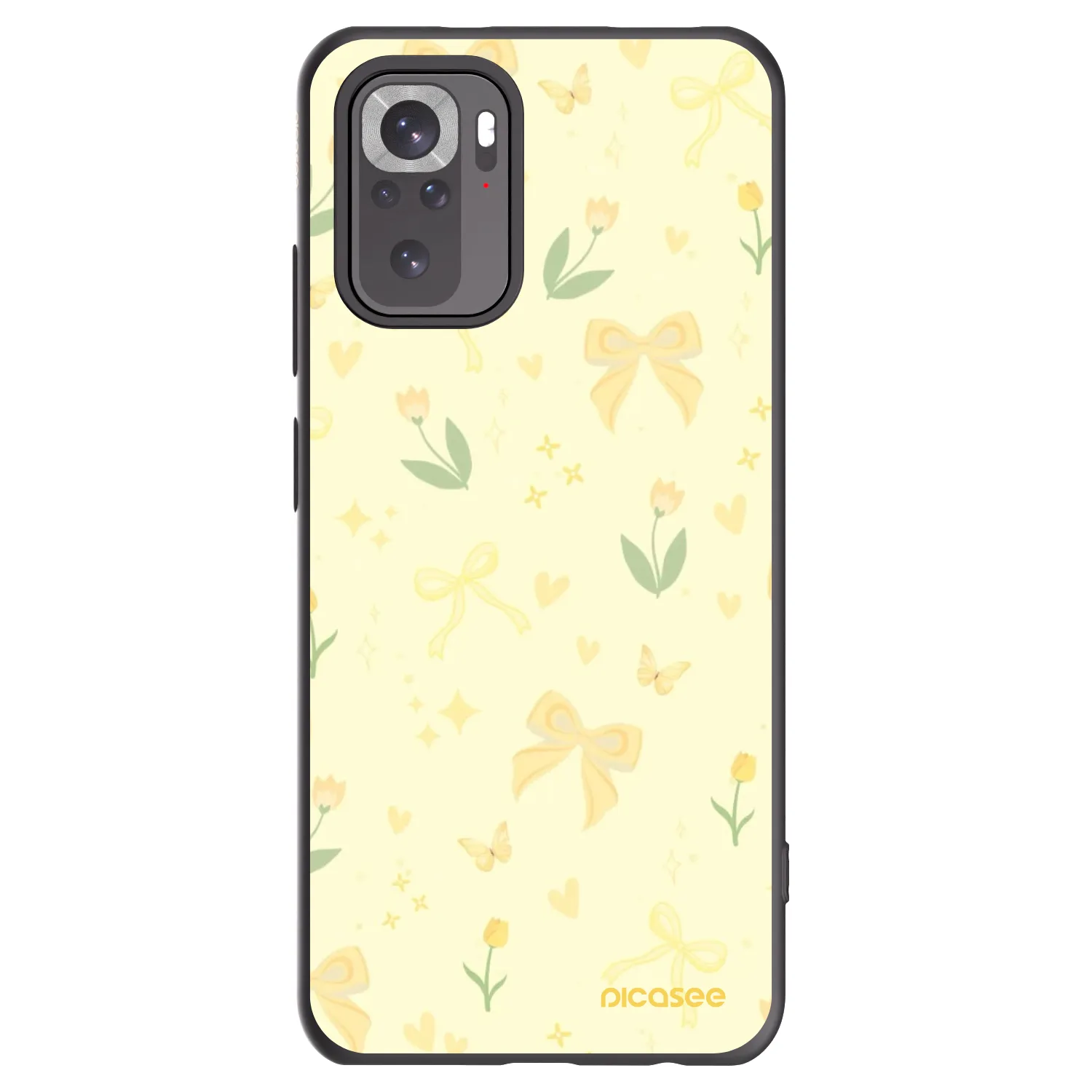 Picasee silikonowe czarne etui na Xiaomi Redmi Note 10S - Honey Blossom