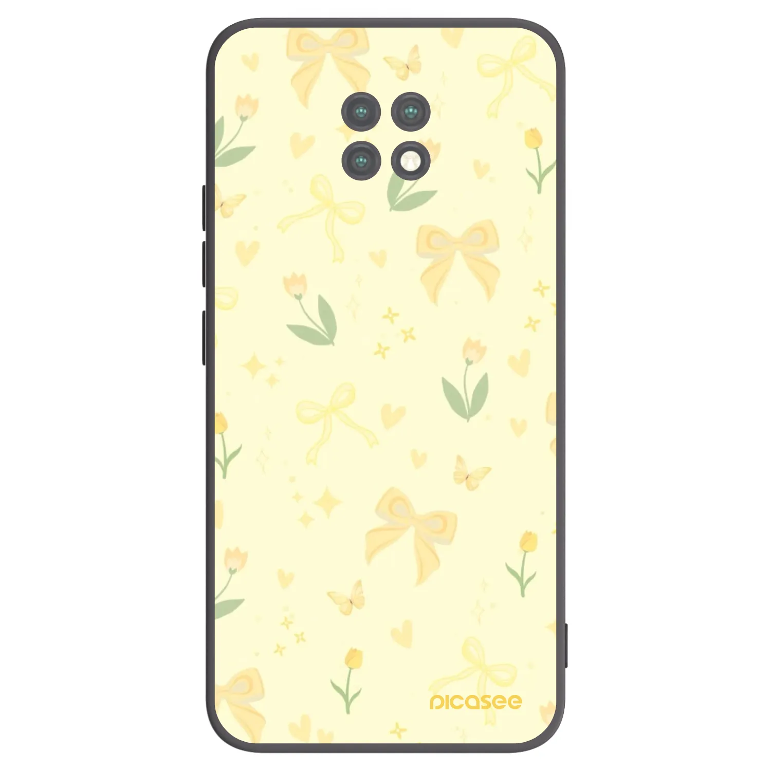 Picasee silikonowe czarne etui na Xiaomi Redmi Note 9T - Honey Blossom