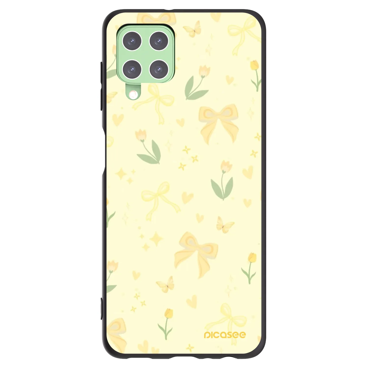 Picasee silikonowe czarne etui na Samsung Galaxy A22 A225F 4G - Honey Blossom