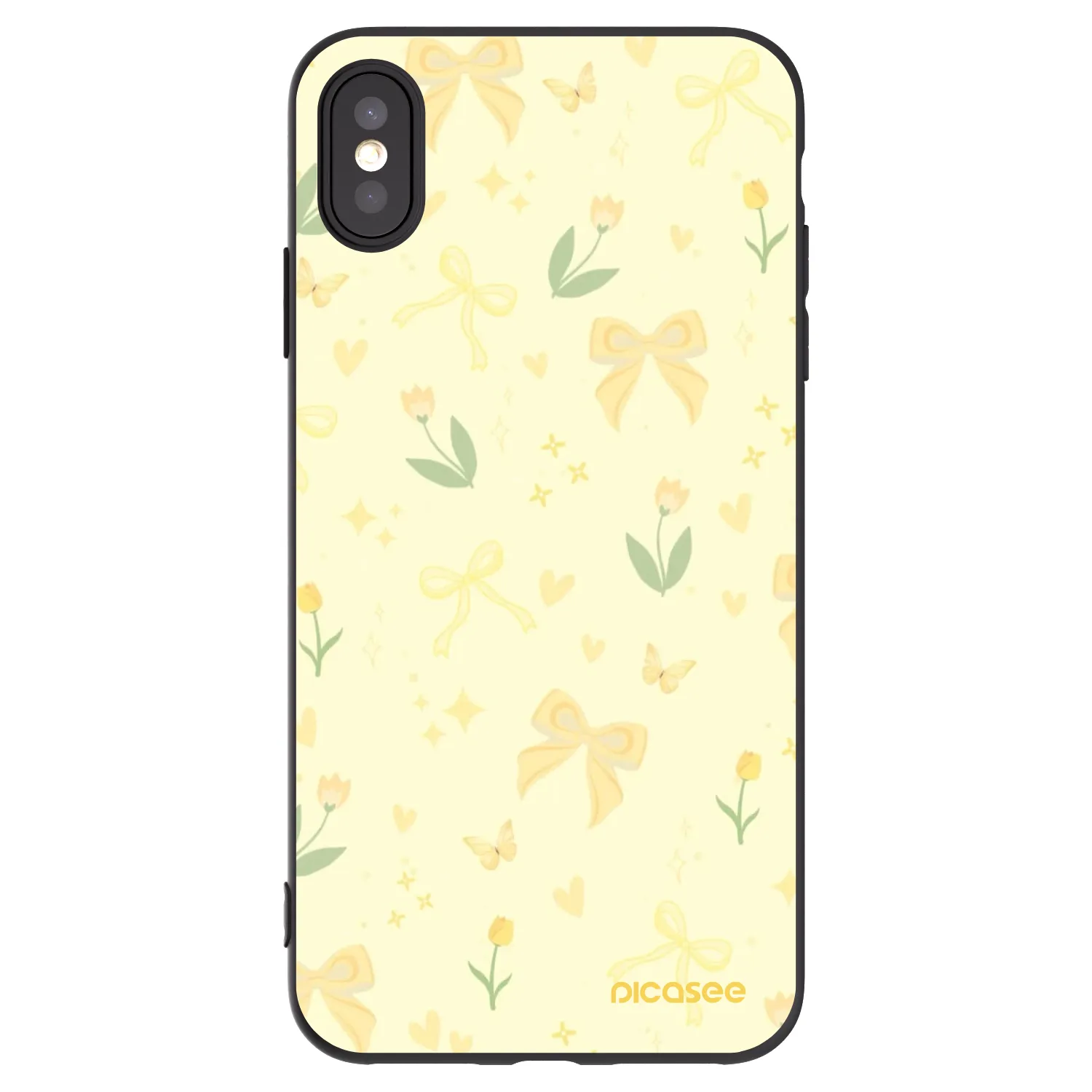 Picasee silikonowe czarne etui na Apple iPhone XS Max - Honey Blossom