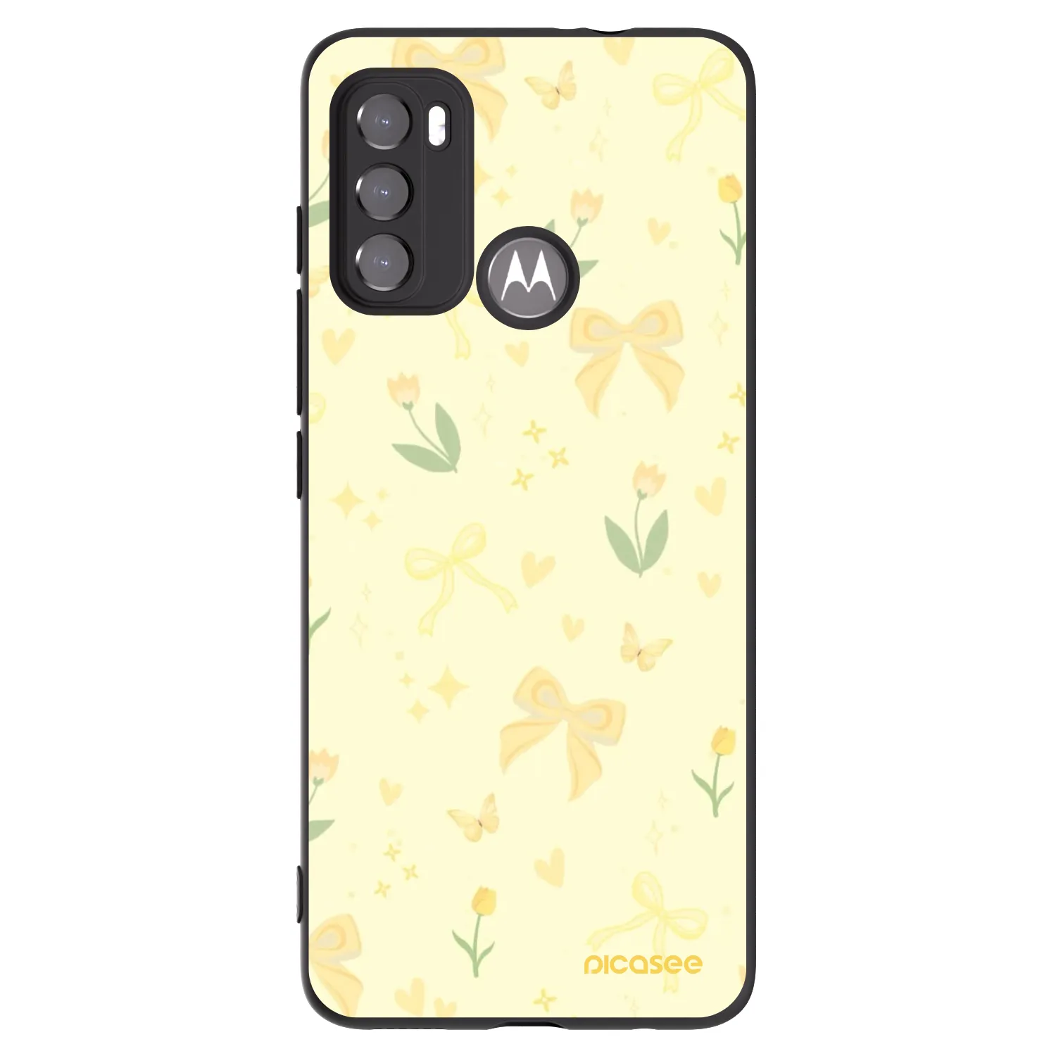 Picasee silikonowe czarne etui na Motorola Moto G60 - Honey Blossom