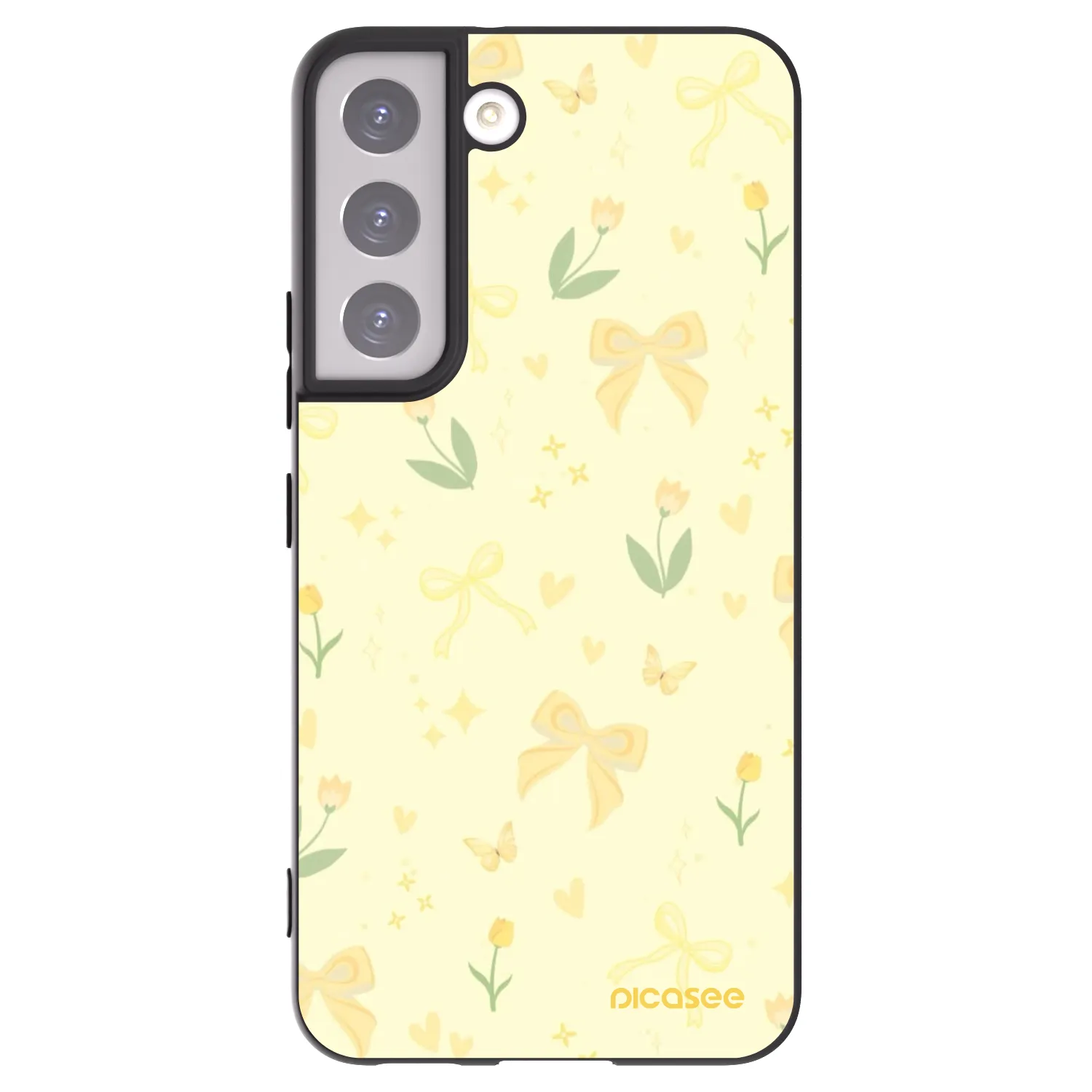 Picasee silikonowe czarne etui na Samsung Galaxy S22 5G - Honey Blossom