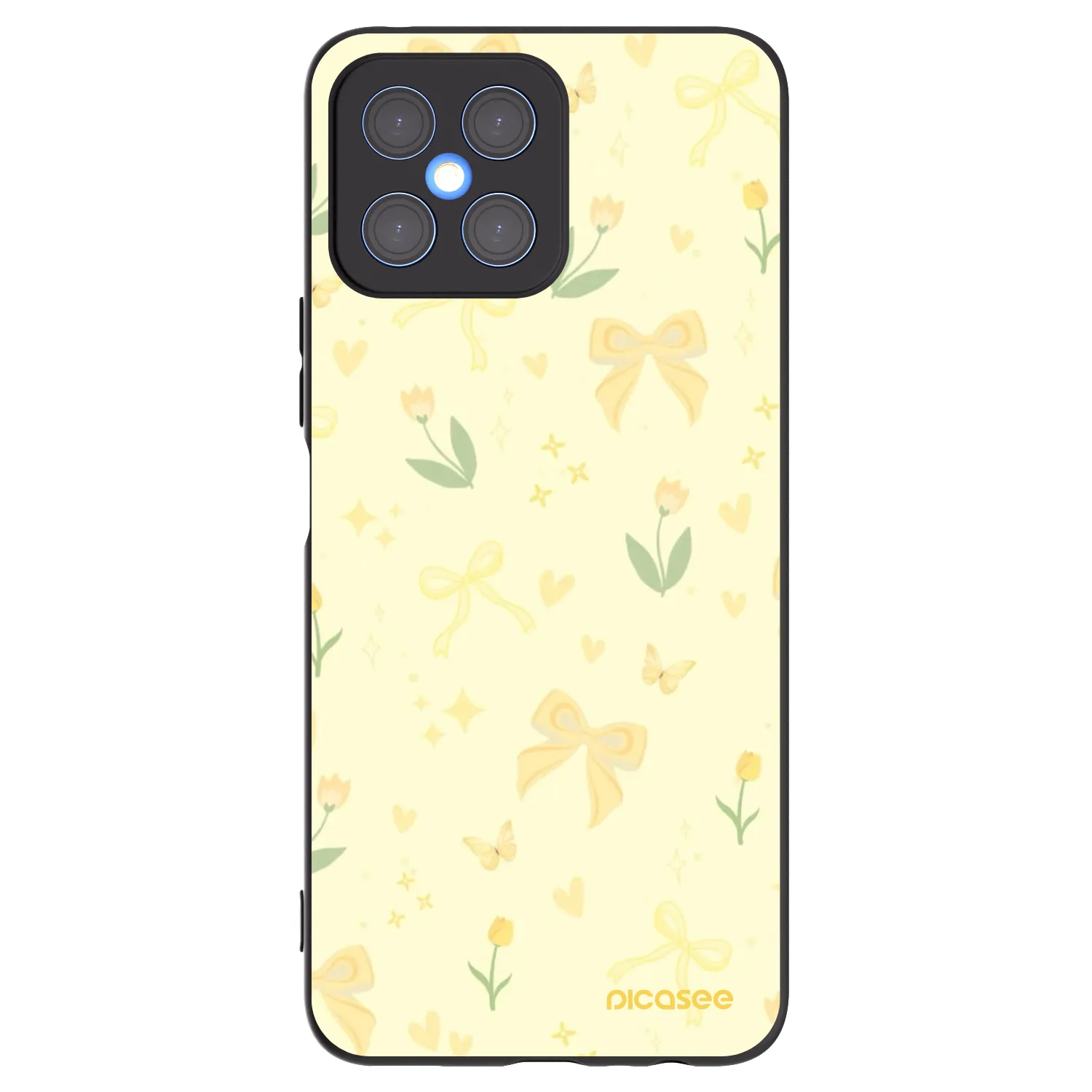 Picasee silikonowe czarne etui na Honor X8 4G - Honey Blossom