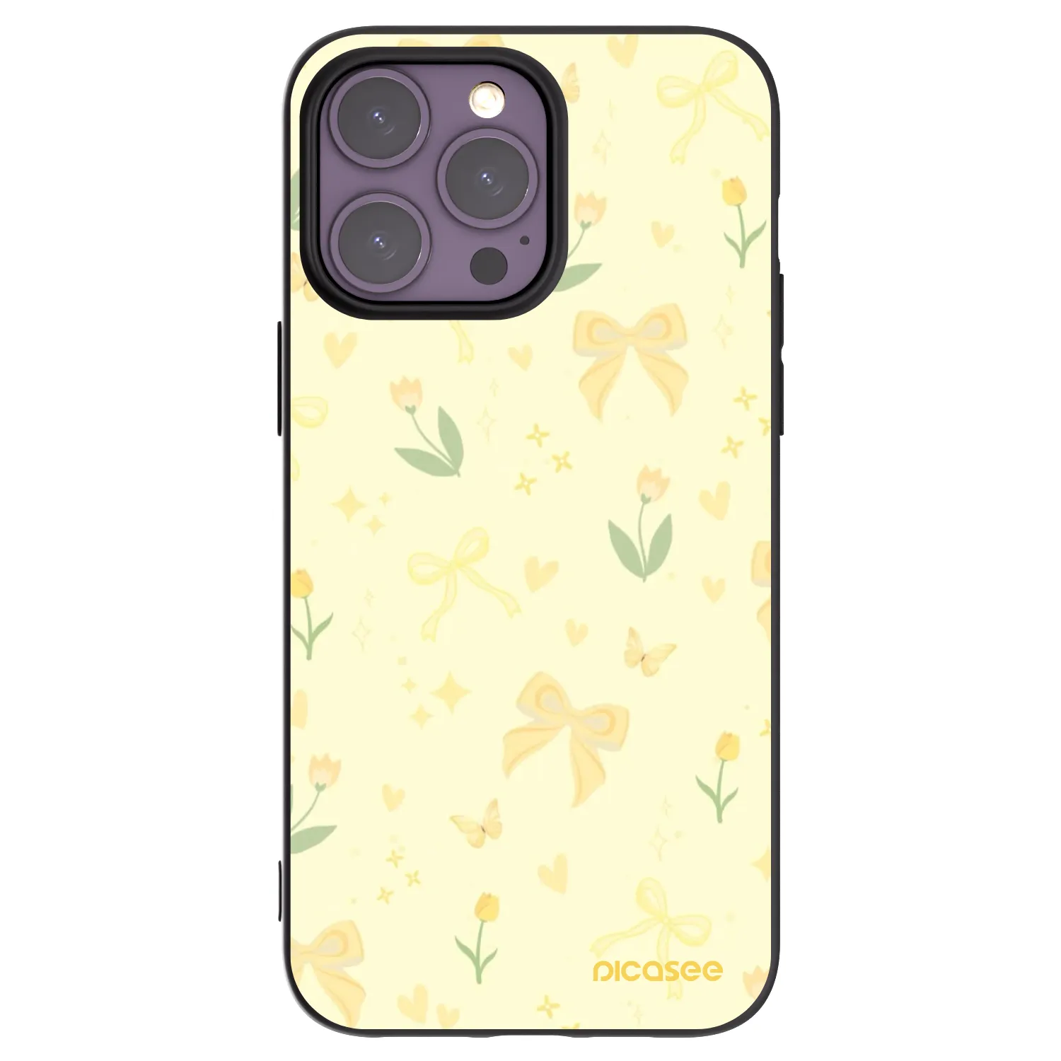 Picasee silikonowe czarne etui na Apple iPhone 14 Pro Max - Honey Blossom