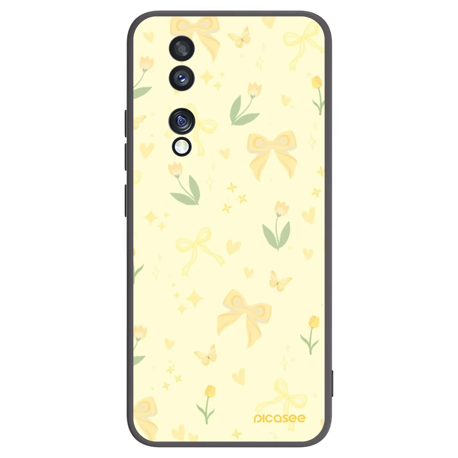 Picasee silikonowe czarne etui na Honor 70 - Honey Blossom