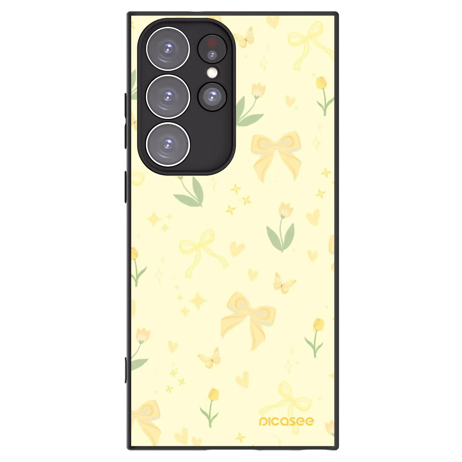 Picasee silikonowe czarne etui na Samsung Galaxy S23 Ultra 5G - Honey Blossom