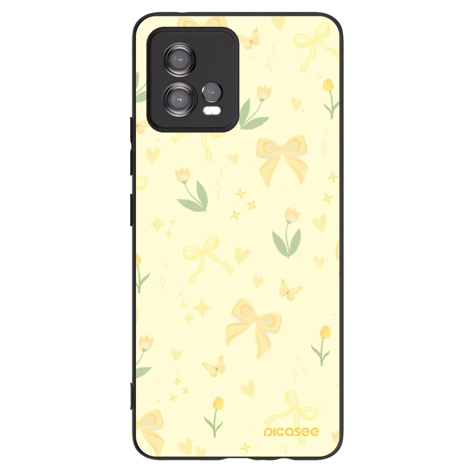 Picasee silikonowe czarne etui na Motorola Moto G72 - Honey Blossom